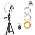 Ring Light Profissional com Tripé, Lâmpada de Controle Remoto, Lente do Telefone, Iluminação de Fotografia, Suporte, Carregador USB, 26cm